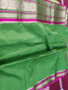 silk saree beautiful green colour magenta border