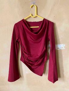 Cowl Neck Ruched Top