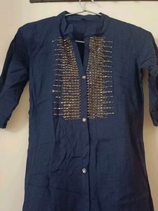 Navy Blue Embellished Kurta