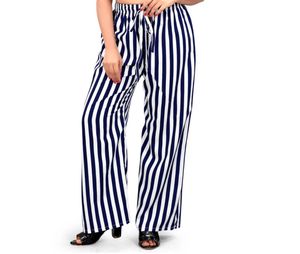 Women’s Regular Fit Blue+White Crepe Trousers