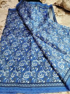 Blue Paisley Print Saree