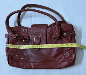 Brown Leather Shoulder Bag with Buckle Detail