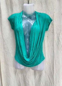 37209. Teal Plunging Neckline Top