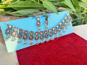Ethnic Oxidized Silver Necklace Set
