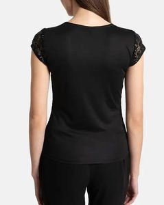 Sequin Black Keyhole Top