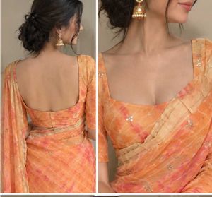 Orange Embellished Saree
