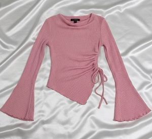 Y2K Pink Baddie Bell Sleeve Top
