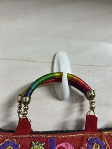Embroidered Peacock Clutch Bag