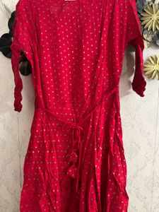 Vibrant Red Embroidered Kurta