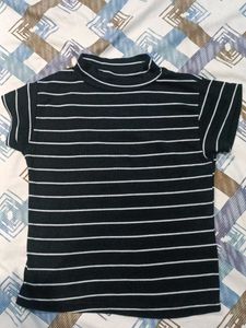 Chic Striped Mock Neck Top