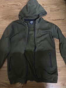 Y2K Olive Green Zip-Up Hoodie