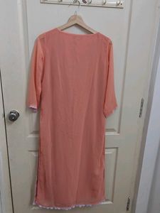 Melange Peach Embroidered Kurta