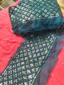 Embellished Teal Lehenga lace