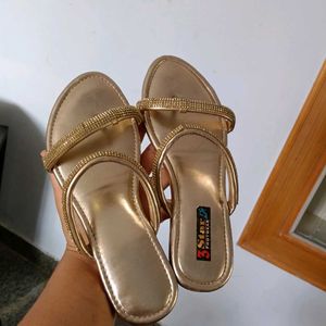 Sparkling Gold Flat Sandals