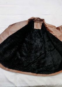 Brown Faux Leather Biker Jacket