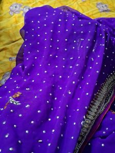Elegant Purple Beaded Saree Border