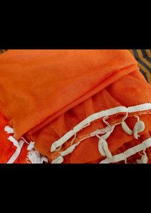 2 Vibrant Orange Dupatta with Tassels