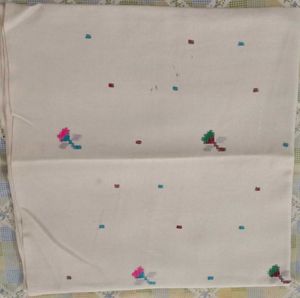 Embroidered off white woolen shawl