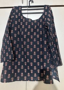 Black Digital Floral Printed Kurti