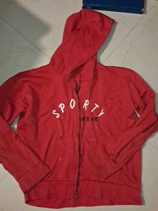 Red "Sporty Wear" Zip-Up Hoodie