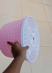 Nokoda Pink Woven Laundry Basket with Lid