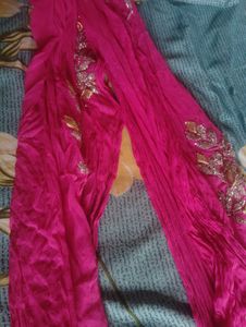 Vibrant Pink Embroidered Dupatta