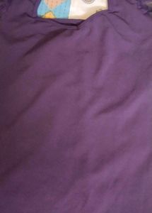 Grey Marled Knit Long Sleeve Dress Purple Combo
