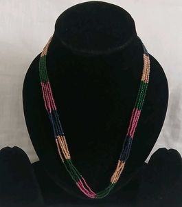 Elegant Multi-Strand Navy Beaded Necklace