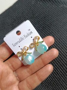 Cute Bow & Pearl Drop Earrings