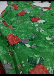 Green Rose Print Kurta Set