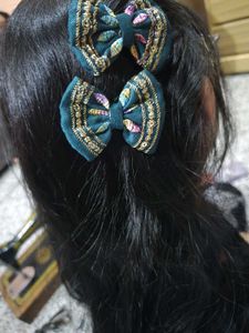 Embroidered Bow Hair Accessories Set