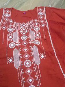 orange Embroidered Kurta Set with Pants
