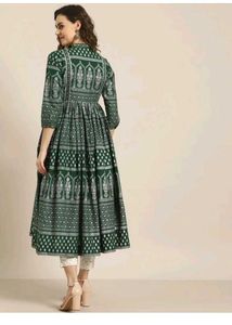 Green Print Anarkali Kurti (L)