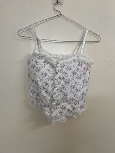 Floral Lace Trim Camisole Top