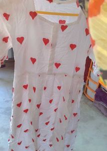 White frock Set with Red Hearts duppta trouser