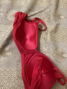 Beautiful Red Bra with Rose Detail