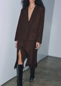 ZARA Women's Brown Blazer and skirt Set