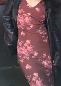 floral printed chocolate classy maxi dress
