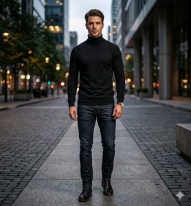 Classic Black Turtleneck Long Sleeve Tee