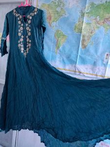 Teal Embroidered Anarkali Gown
