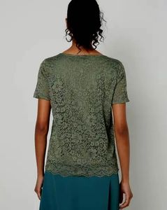 Green Lace Short Sleeve Top