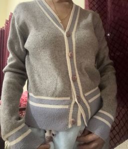 Cozy Grey V-Neck Cardigan