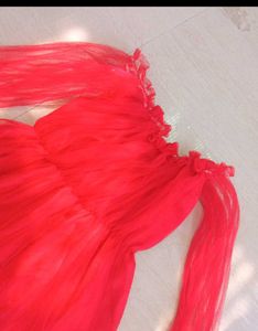 Red Tulle Off-Shoulder Dress