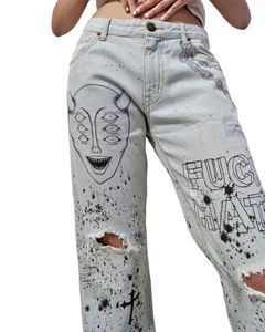 Hand Painted Distressed Jeans