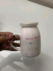 Milk Glass Cup With Lid