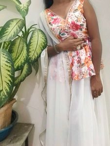 Floral Print Top &amp; Dupatta Set