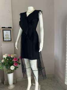 Chic Black Sheer Overlay Dress