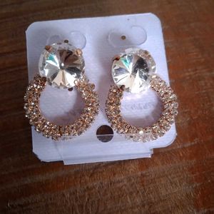 Sparkling Rose Gold Hoop Earrings