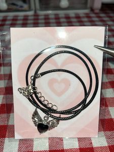 Gothic Black Heart Wing Necklace