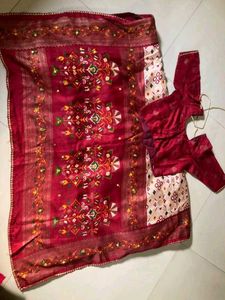 Red Embroidered Saree with Blouse